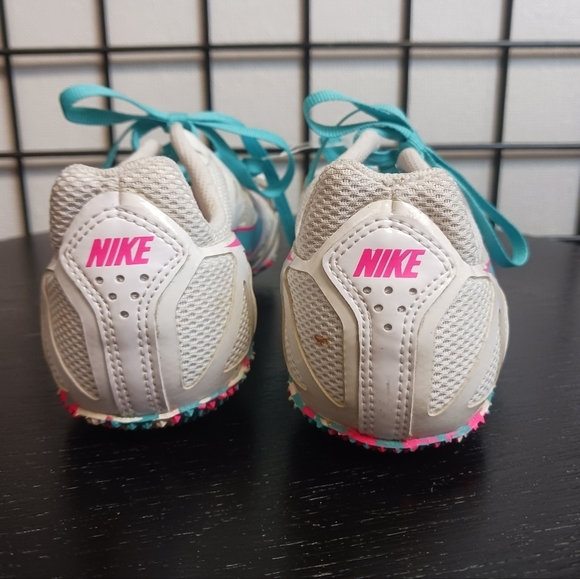 NIKE RIVAL Sprint Running Cleats Shoes  S6.5 Wht/ BRT Turquoise-Pink - Picture 3 of 6